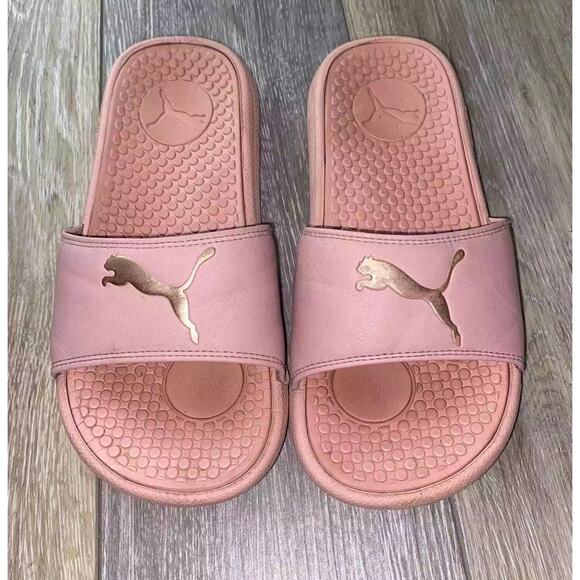 Puma Women's US Size 6 Cool Cat Cloud Pink Rose Gold Slides Slipper Shoes - Picture 4 of 11